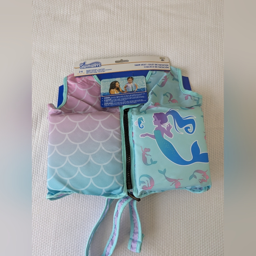 SwimWays Child Swim Vest Mermaid Ages 2-4 YEARS .